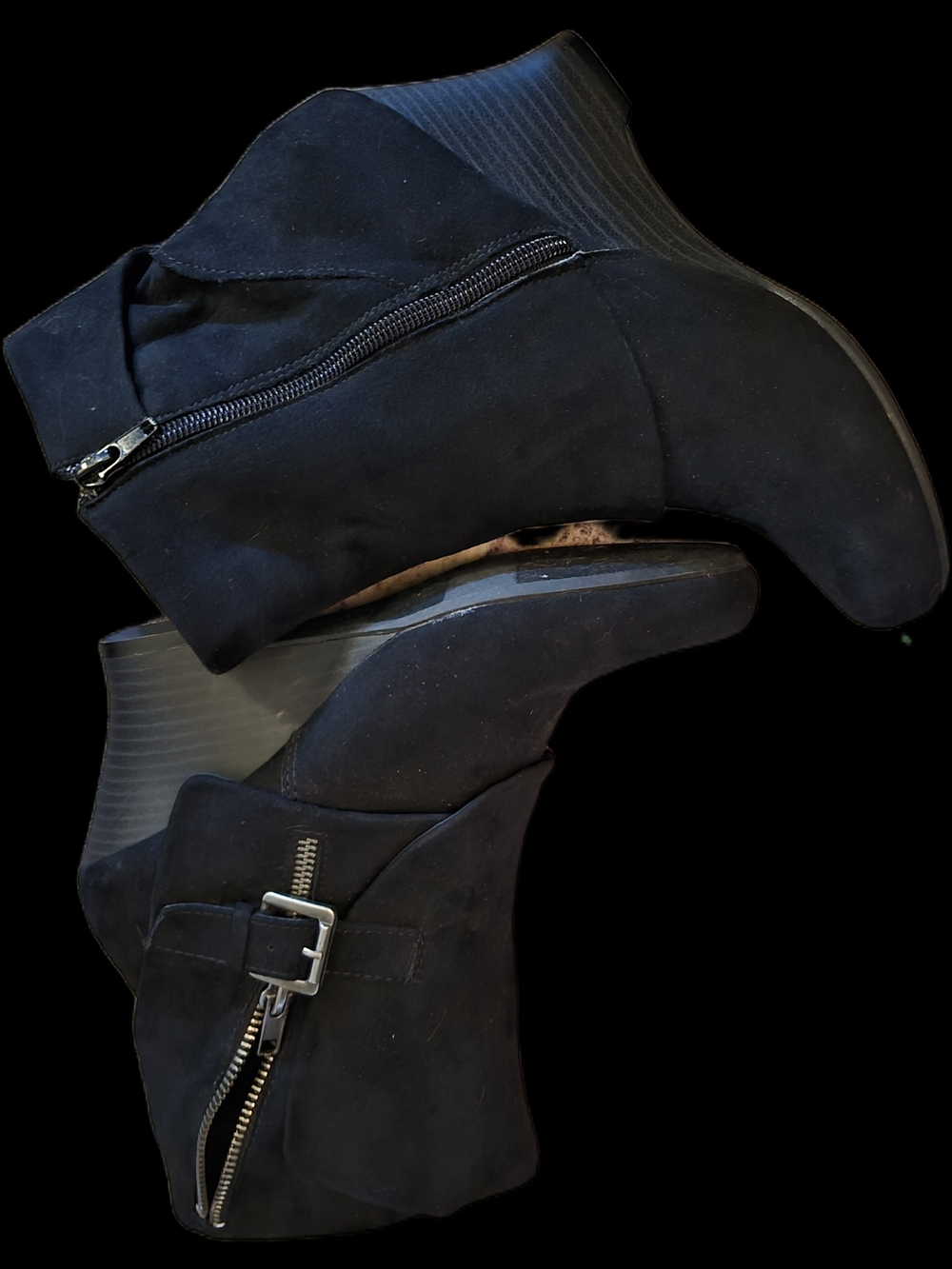 Women's Black Suede Wedge Ankle Boots Nice...